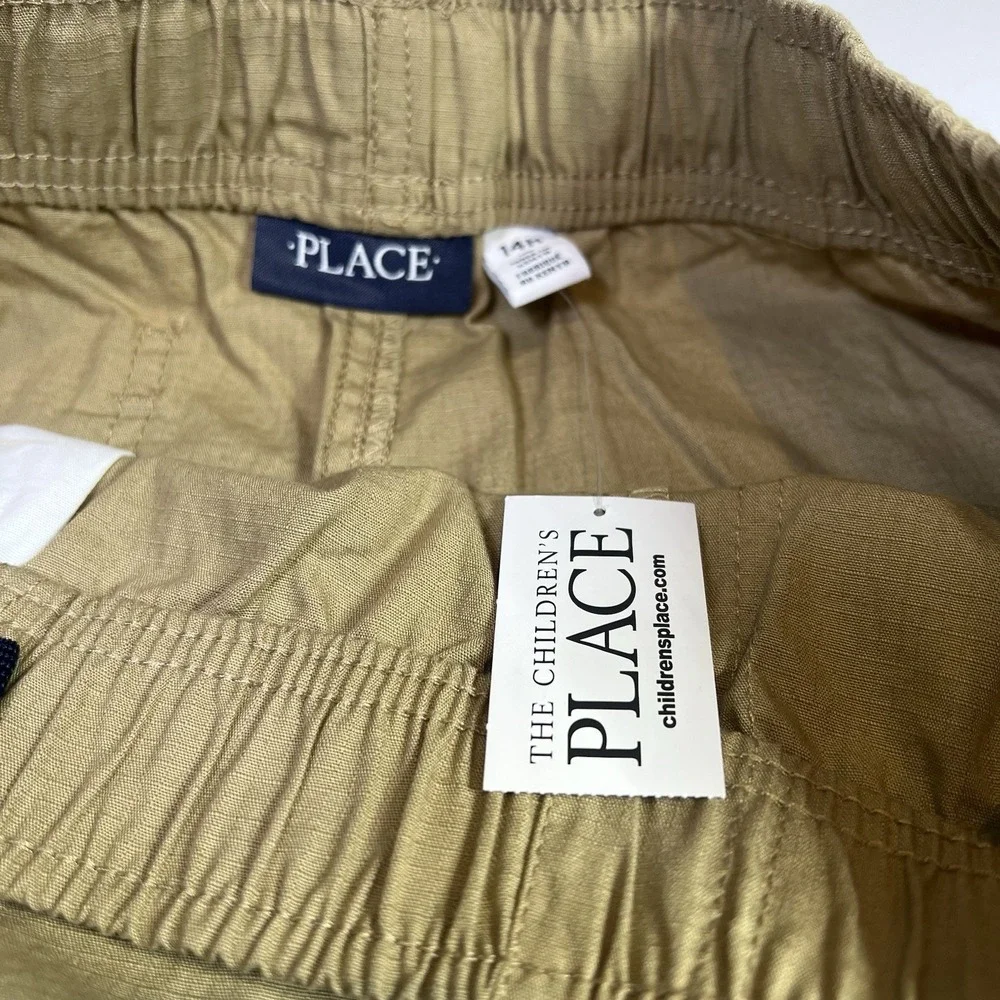 NWT CHILDREN'S PLACE BOYS SIZE‎ 14H KHAKI CARGO UNIFORM SHORTS ADJUSTABLE WAIST
